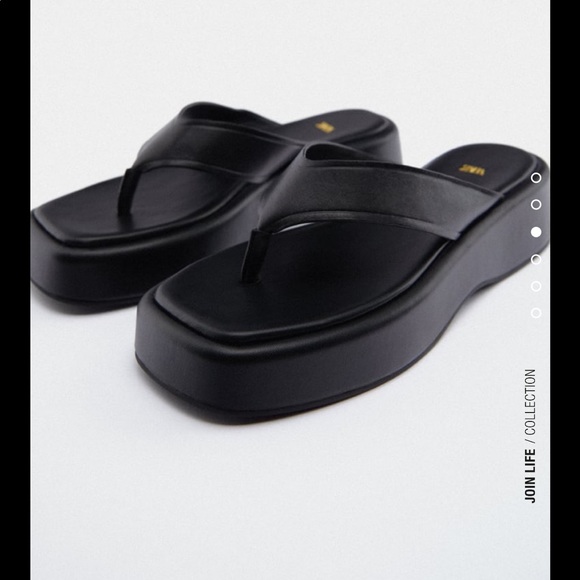 Zara 90s Block Thong Sandals Flat Leather Sandal - Picture 8 of 9